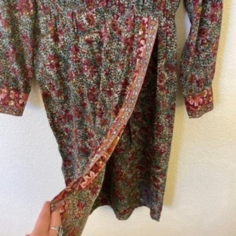 Gorgeous Vintage Liz Claiborne 100% Silk Floral Long Sleeve Midi Dress | Size 4 - Picture 5 of 11
